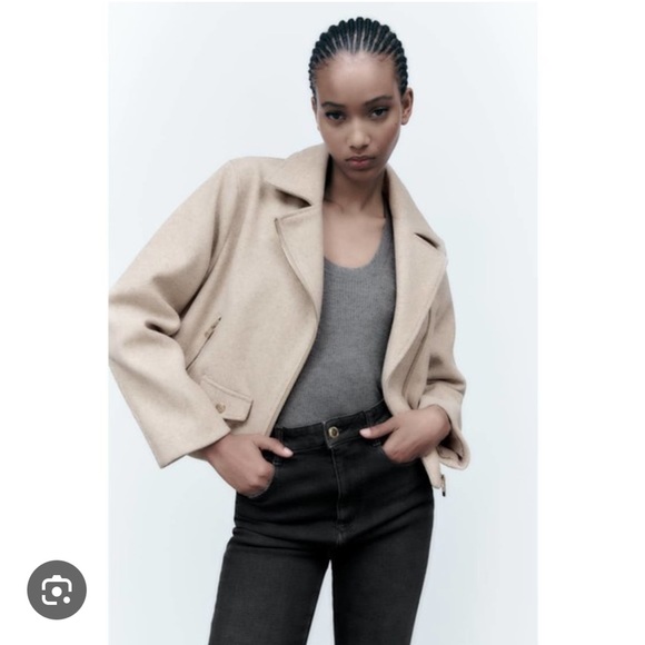 Zara Beige Moto Jacket - Picture 6 of 7